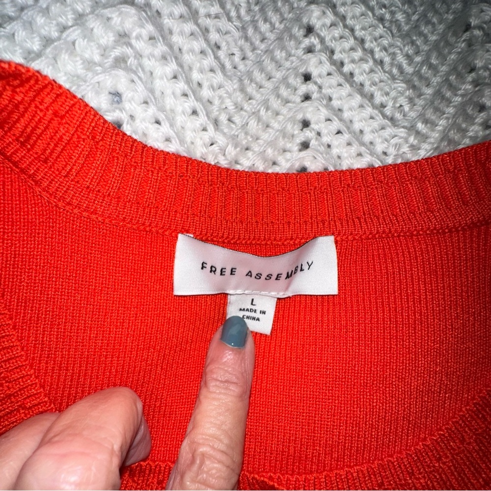 Women's Orange Red Short Sleeve Button Front Sweater - L - NWOT - Picture 6 of 8